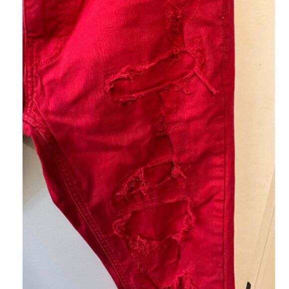 Copper Rivet Pant Women Size 29/32 Red Cotton Blend Button Five-Pockets Slim Fit - Picture 4 of 8